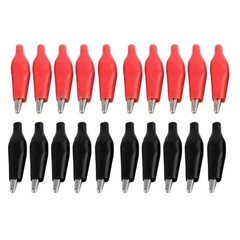 20pcs Black Red Soft Plastic Coated Testing Probe Aligator Clips Crocodile P2001