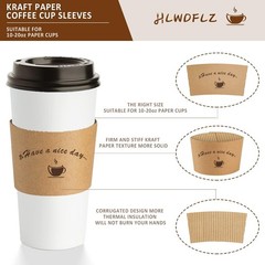 Kraft Paper Coffee Cup Sleeves 50 Packs – Coffee Sleeves, Disposable Corrugated
