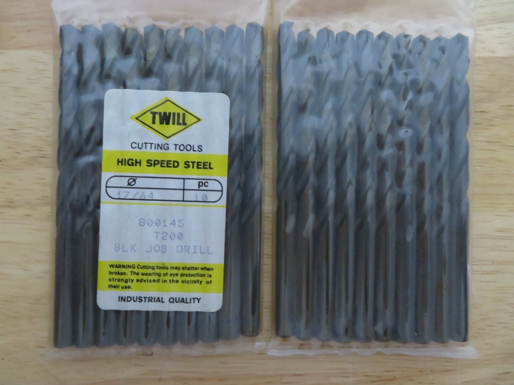 10 pc DOALL TWILL Jobber Length Metal Twist Drills 17/64″ HSS Black Oxide Brazil