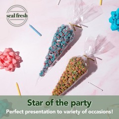 Cone Cellophane Bags with Twist Ties – 7 x 15 Inch (200 Pack) — Clear Cone-Sh…