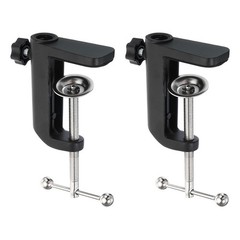 2Pcs 0.49″ Hole Dia. Universal C-Clamp Table Lamp Mic Arm Mount Desk Clamp Black