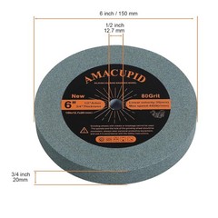 6 Inch Bench Grinding Wheel Green Silicon Carbide 1/2 Arbor 3/4 Thick 80Grit