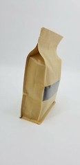 100 x 32Oz Kraft Waxed Window Stand Up Barrier Pouch Resealable Bags Gusseted