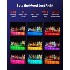 Uimoso LED Illuminated Liquor Bottle Display Shelf, 3-Tier, 60-inch Acrylic