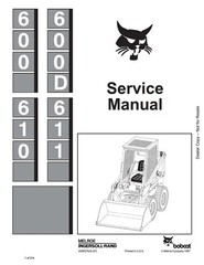Bobcat 600 600D 610 611 Skid Steer Loader Service Shop Repair Manual 6556276