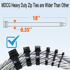 Black Zip Ties Heavy Duty 18 Inch Outdoor, 250Lb Extra Large Cable Tie Wraps