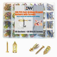 160PCS Self Drilling Drywall Anchors with Screws Metal Wall Anchors Set