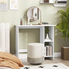 31.5 In. Rectangular White Wood Desk with Adjustable Shelf