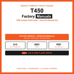 Bobcat T450 Compact Track Loader Service Repair Shop Operator Manual PDF USB