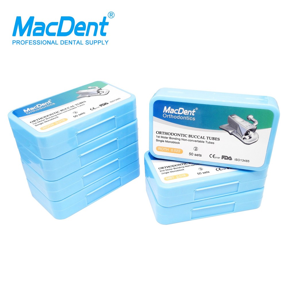 200Pcs MacDent Dental Orthodontic Buccal Tubes 1st Molar MBT ROTH 022 Monoblock