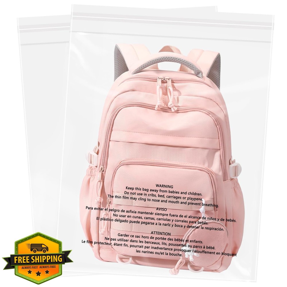 WEPOLY 14×20 Clear Poly Bags 500 Pack Suffocation Warning