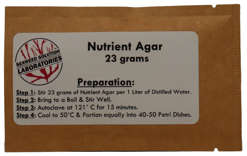 Nutrient Agar 23grams (Dehydrated)- Yields 1 Liter (40-50, 100mm plates)