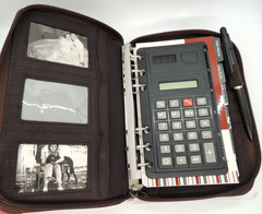 Mundi Brown 6 Ring Planner Woven Design w/ Calculator Card Holder Wallet Unused