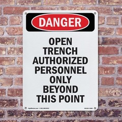 Portrait Open Trench Authorized Personnel Only OSHA Danger Sign – 5 or 10 Pack