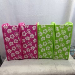 Set of 4 Neatnix Cloth XL Collapsible Magazine Holder Flower Pink Green Dorm