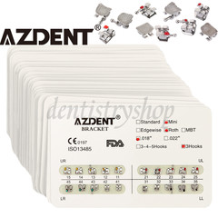 10X Dental Ortho Brackets Mini/Standard Roth/MBT.018/022 3-4-5 Hooks/3 Hooks