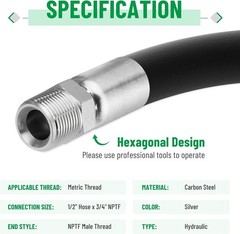 12 Pack 1/2″ NPTF Hydraulic Hose End Fittings, 1/2″ I.D. Hose x 3/4″ NPTF Male