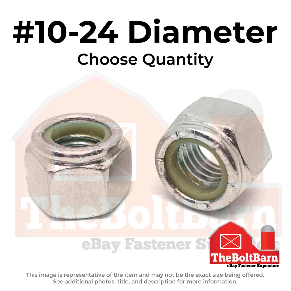 #10-24 Stainless Steel Nylon Insert Hex Nuts (Choose Qty)