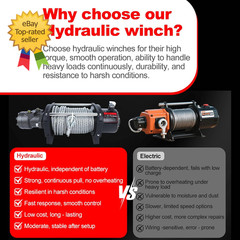 15000LBS Hydraulic Winch Steel Cable 0.4IN X 78Ft,Gear Ratio 36 1Hydraulic Moto