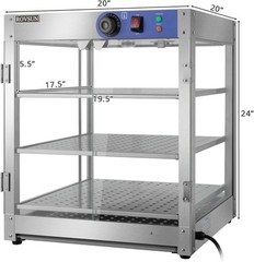 3-Tier Food Warmer Countertop,Commercial Warm for Food Pizza Warmer Display Case