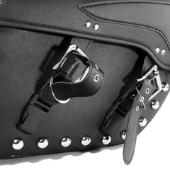 Motorcycle Saddlebags Studded Rivet 30L Water-Resistant PU Leather Quick-Release