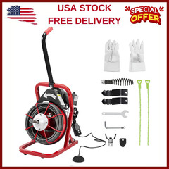 1/2″Heavy-Duty Cleaner Drain Snake 75ft, Auto-Feed Sewer Snake Machine w/Cutter
