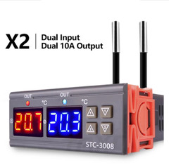 STC-3008 Dual Digital Temperature Controller Two Relay Output DC12V dual probe