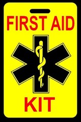Safety Yellow FIRST AID KIT Bag Tag – FREE Personalization – New