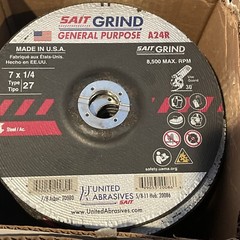 United Abrasives 20080 A24R 7×1/4×7/8 Long Life Metal Grinding Wheel 25 pack