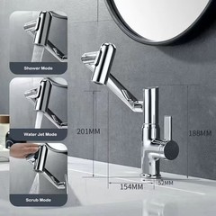 Flexible Swing Arm Faucet, Digital Temperature Display, Hot & Cold Mixer Tap