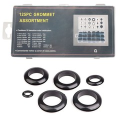 125PCS Black Rubber Grommet Firewall Hole Plug Set Electrical Wiring Gasket