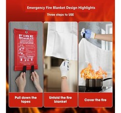 ONE Pc LARGE FIRE BLANKET Fiberglass Emergency Home Retardant Prepared 59”x59”