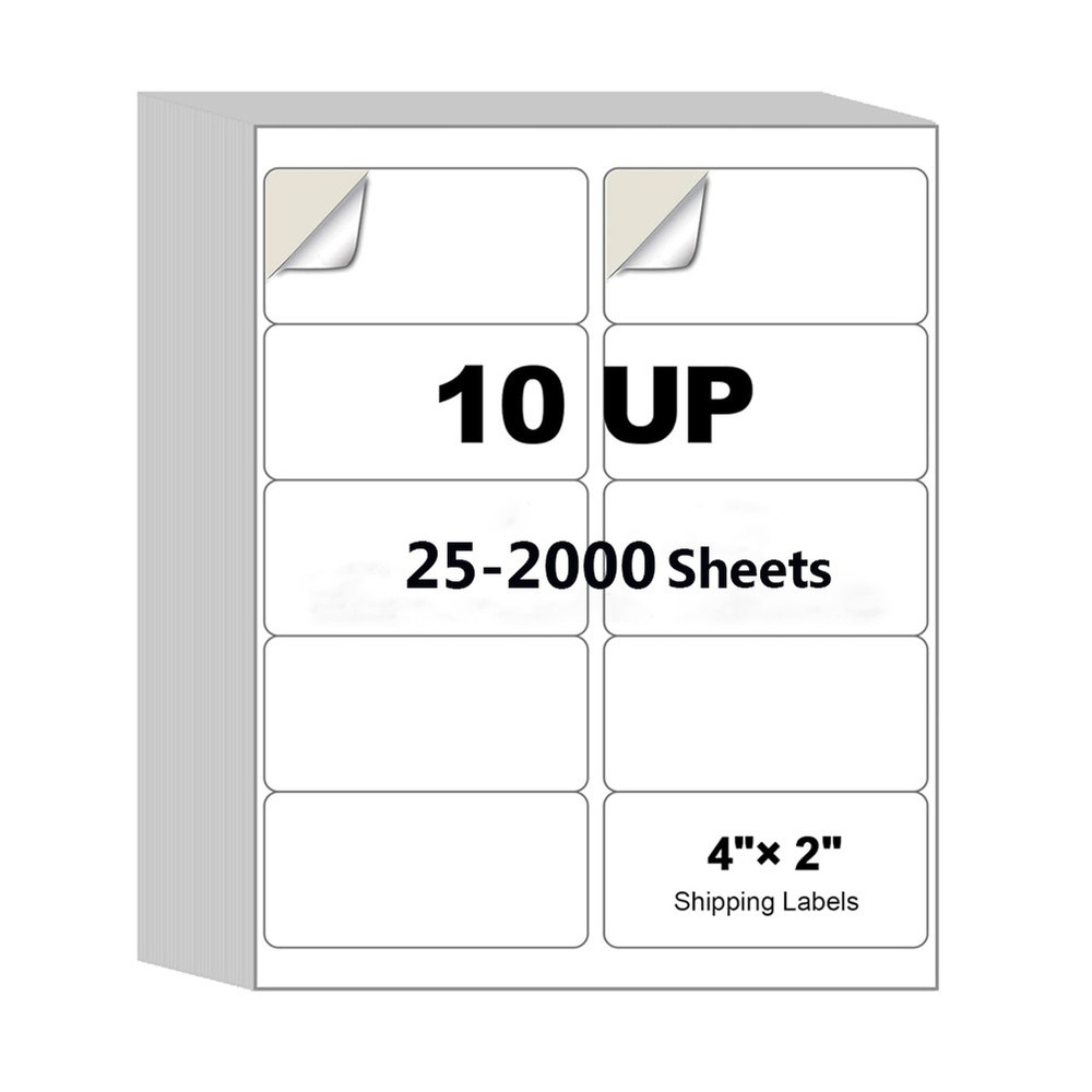 4″x2″ Address Shipping Labels Self-Adhesive 10-Up Multipurpose Stickers A4 Sheet