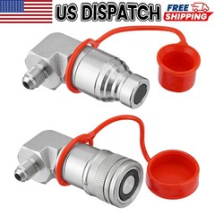90 Degree Flat Face Hydraulic Quick Connect Coupler 3/8” JIC Male Thread