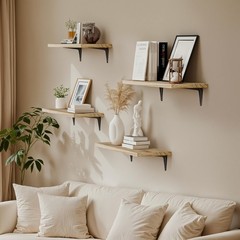 SKYSEN Floating Shelves for Wall Set of 6, 15.7in Wood 15.7″, Rustic Brown