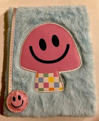 Fuzzy Blue Mushroom Note Journal Built In Puffy Bookmark 160 Pages By Iscream