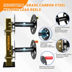 Heavy Duty Welding Reel, Double Fixed Base 10″Dia, Insulated Locking Bolt (No Le