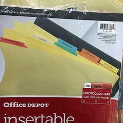 Lot of 11 Sets Office Depot Insertable 5-Tab Dividers, 55 Total Item 315-465 NEW