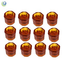 GLASS DAPPEN DISH HONEY BROWN ACRYLIC HOLDER CONTAINER DENTAL COSMETOLOGY 12/PCS