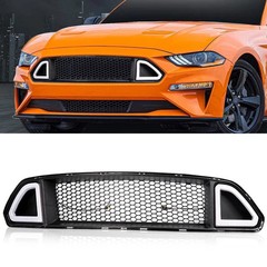 Front Hood Upper Grille with White DRL LED Light for Mustang 2015-2017