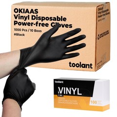 Black/Pink Vinyl Disposable Gloves, Latex Free, Food Safe, Medium, 50 Count