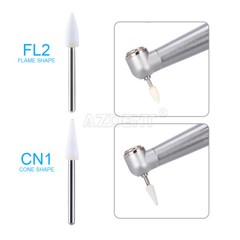AZDENT Dental Flame/Cone/Round White Stone Polishing FG Burs Aluminum Oxide Bur