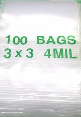 100 3″x3″ Reloc Zippit 4mil Reclosable Bags Heavy Duty 3×3 Square Zip Seal Lock