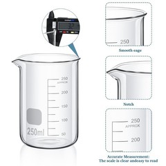 50/100/250/500/1000ml Lab Glassware Include Graduated Cylinder, Glass Beaker Set