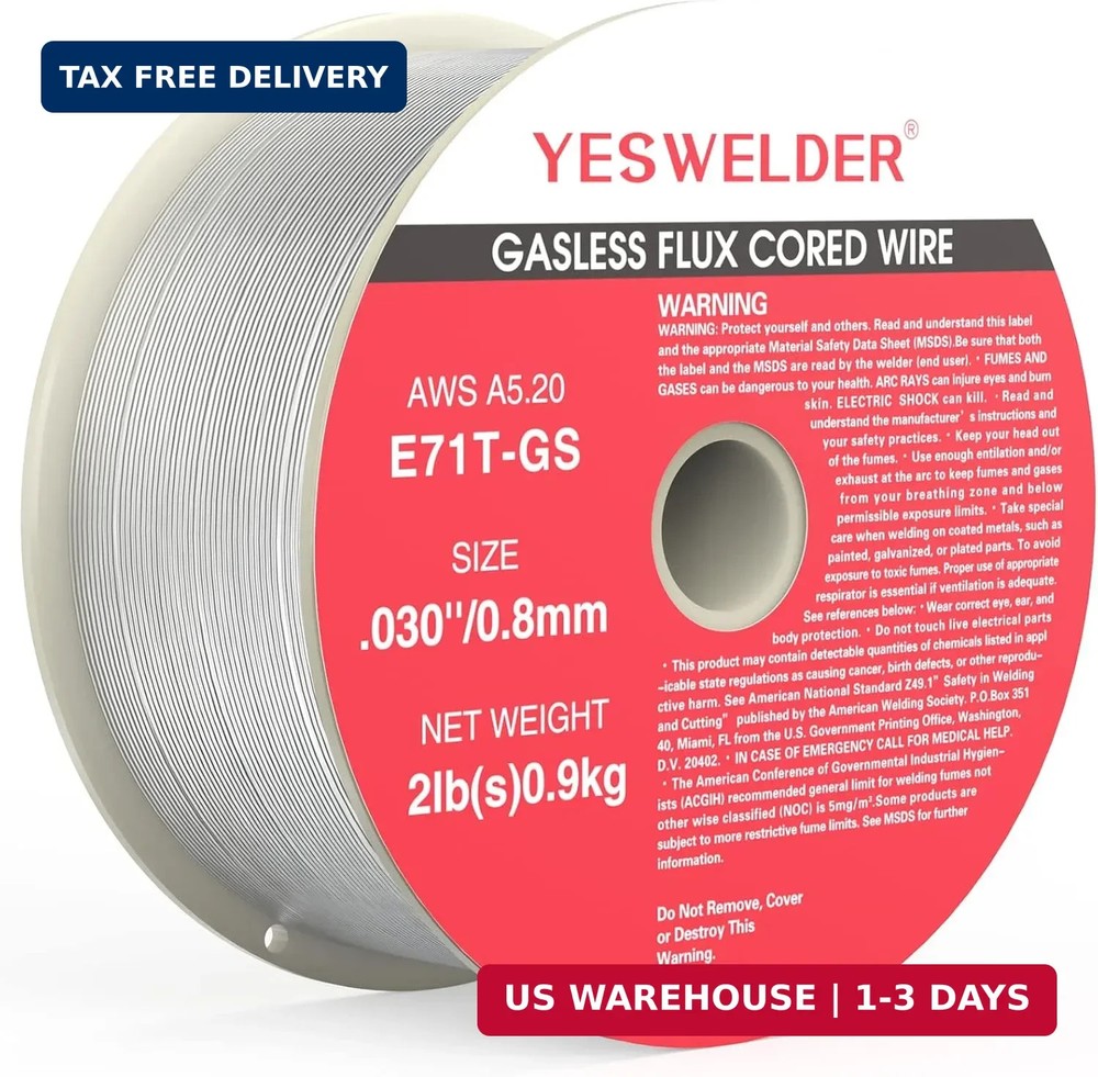 YESWELDER Flux Core Gasless MIG Wire, E71T-GS Mild Carbon Steel .030-Inch Diamet