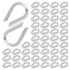 50Pcs M5 Wire Rope Thimbles 3/16″ Stainless Steel Thimble for Diameter Cable