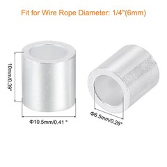 40Pcs Aluminum Crimping Loop Sleeve for 1/4″ Diameter Wire Rope, Round