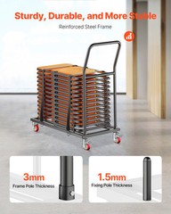 Folding Chair Rack Cart for 25 Chairs of 300 LBS L-shape Horizontal