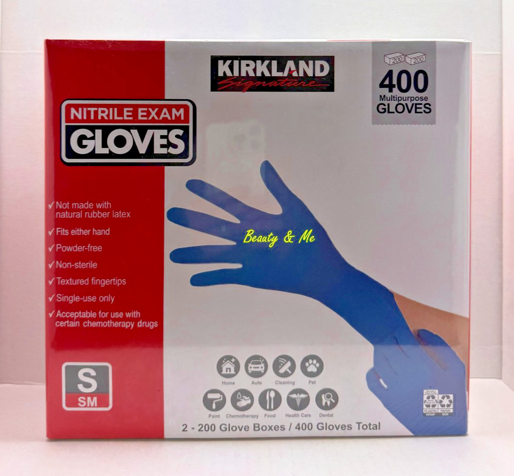 Kirkland Signature Nitrile Exam Gloves ** Size S ** 400 Count Latex-Free