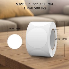 500 PCS White Dots Stickers 2 Inch Vinyl Color Coding Round Sticker Removable…